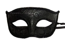 Charming Men's Black Masquerade Ball Mask - Minimal & Classic Mask 