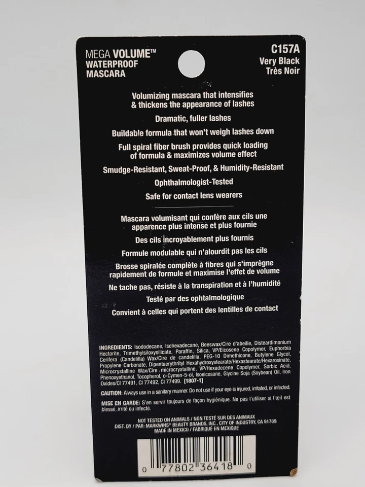 Wet n Wild Mega Volume Waterproof Mascara, Very Black, 0.21 Ounce,C157A - Image 2 of 2