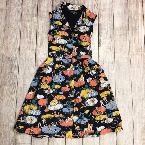 Emily & Fin Black Multi Print 100% Cotton Button Up Dress w/Pockets Size 10 - Picture 5 of 11