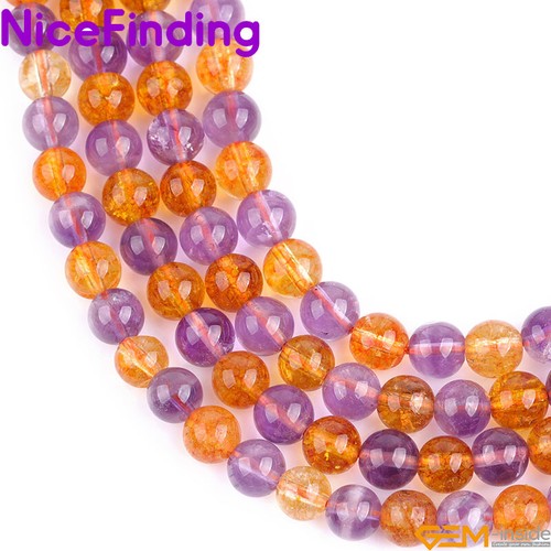 Cuentas redondas de piedras preciosas de cuarzo ametrino para hacer joyas naturales 8 mm 47-50 un. - Imagen 9 de 19