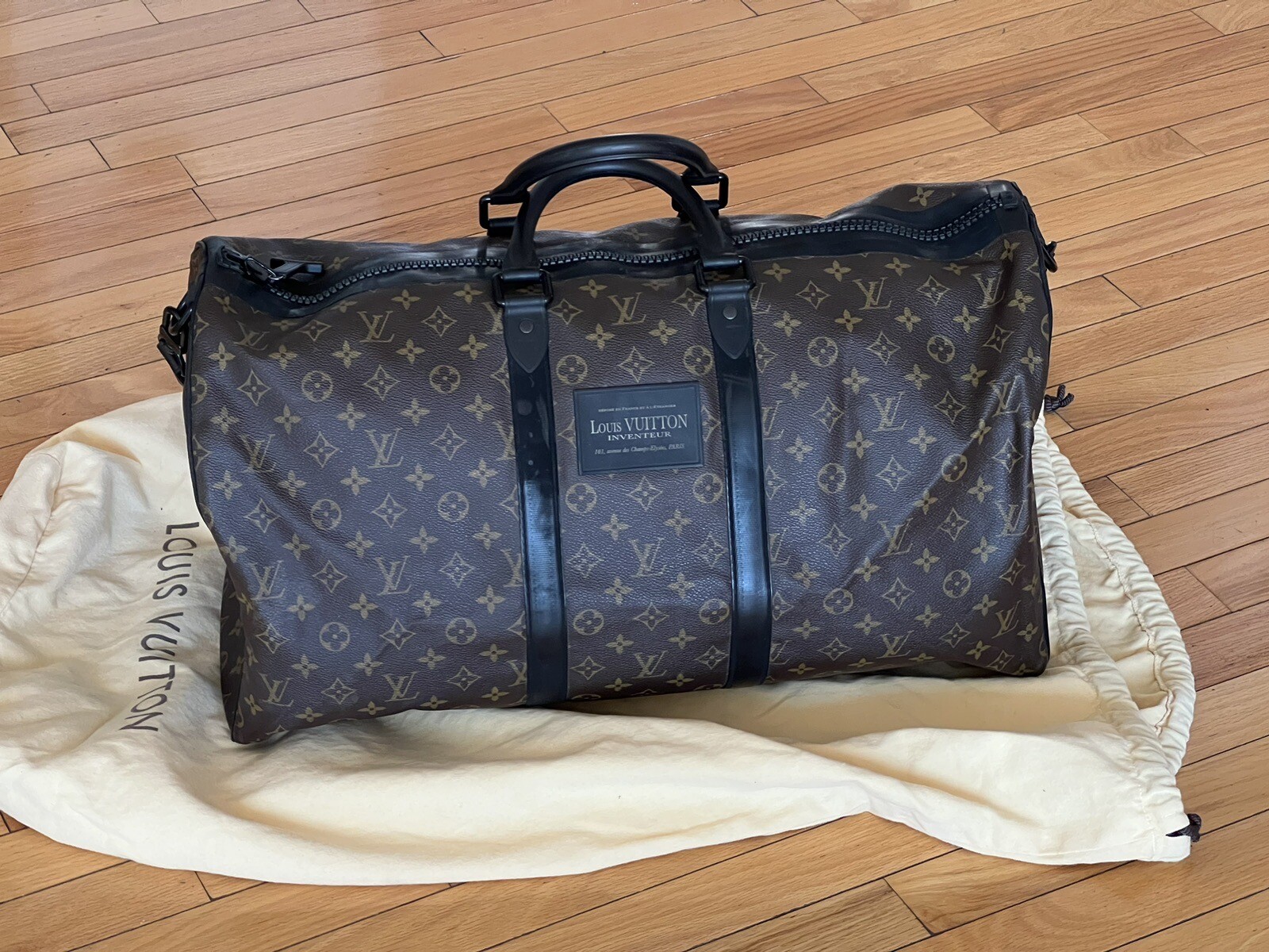 waterproof LOUIS VUITTON Keepall 55 Bandouliere Monogram Macassar Bag Mint eBay
