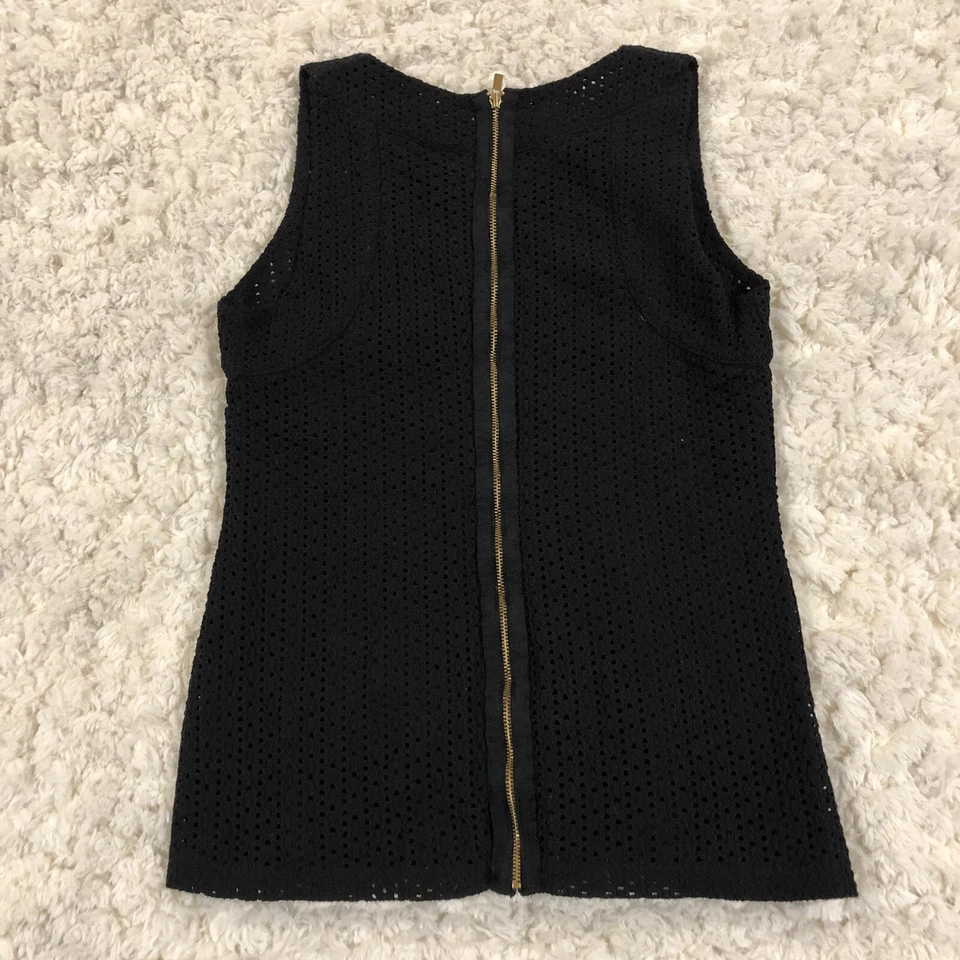 Blusa Banana Republic feminina ilhós preta forrada sem mangas náilon tamanho 0 zíper completo - Imagem 2 de 4