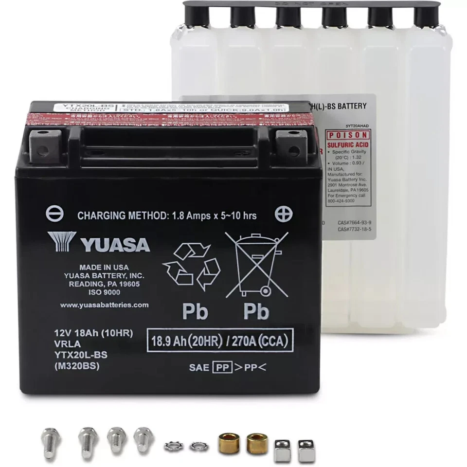 Yuasa YUAM320BS YTX20L-BS Maintenance Free AGM 12 Volt Battery Foto 3 de 4