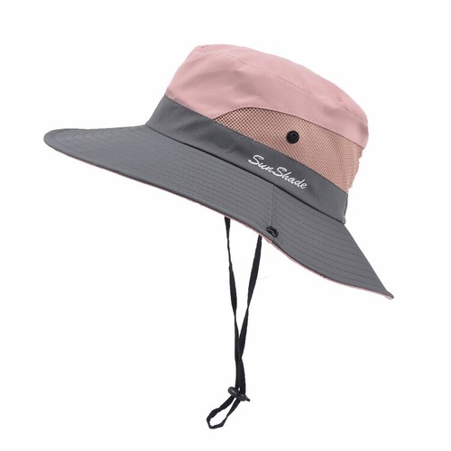 Haute Edition Women's Wide Brim UV Protection Mesh Sun Hat with Ponytail Hole - Picture 12 of 16