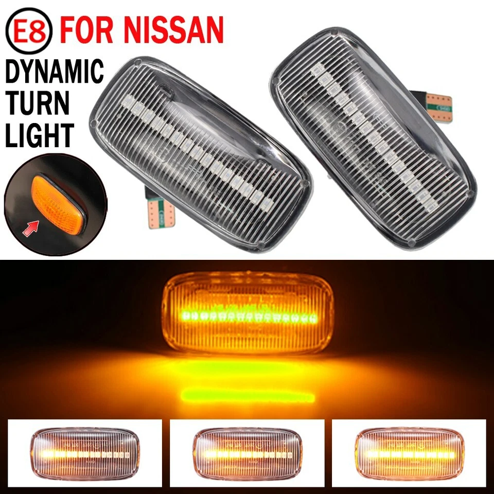 2 PIEZAS LED Marcador Lateral Dinámico Señal de Giro Luz Coche Para Nissan Máxima Almera A32 Foto 2 de 4