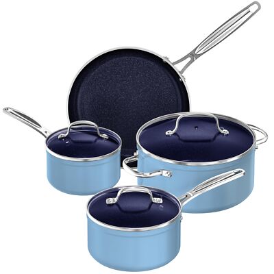 7pc Cookware Set Healthy Duralon Blue Ceramic Nonstick Coated, Diamond Infuse...