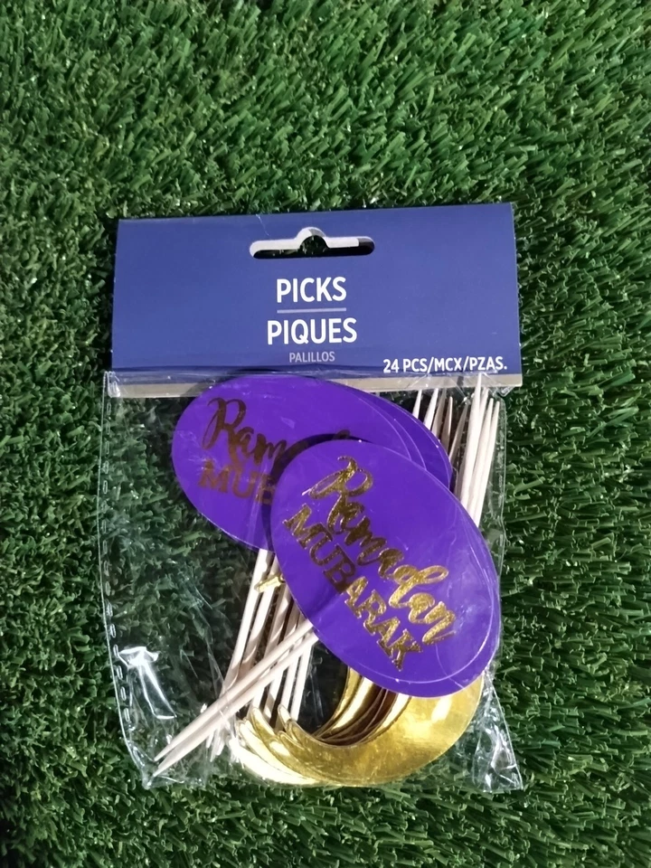 Ramadan Picks 225 PCS Of 3 3/4" Paper Foil Hot-Stamped Paper w/ wood picks - Image 3 of 4