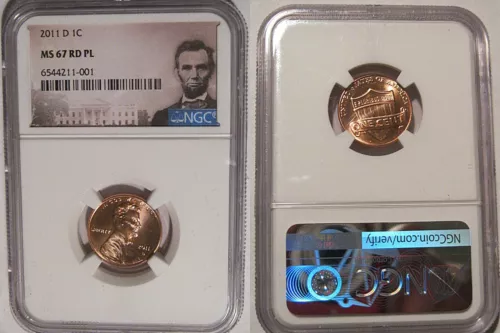 2011 D Lincoln SHIELD Cent 1c NGC MS 67 RD PL Lincoln Label PROOFLIKE