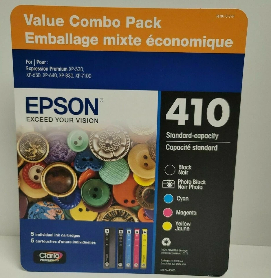 Genuine Epson 410 Ink Cartridge B/C/M/Y-OEM For Epson XP830 640 630 Printer-4PK - Image 4 of 4