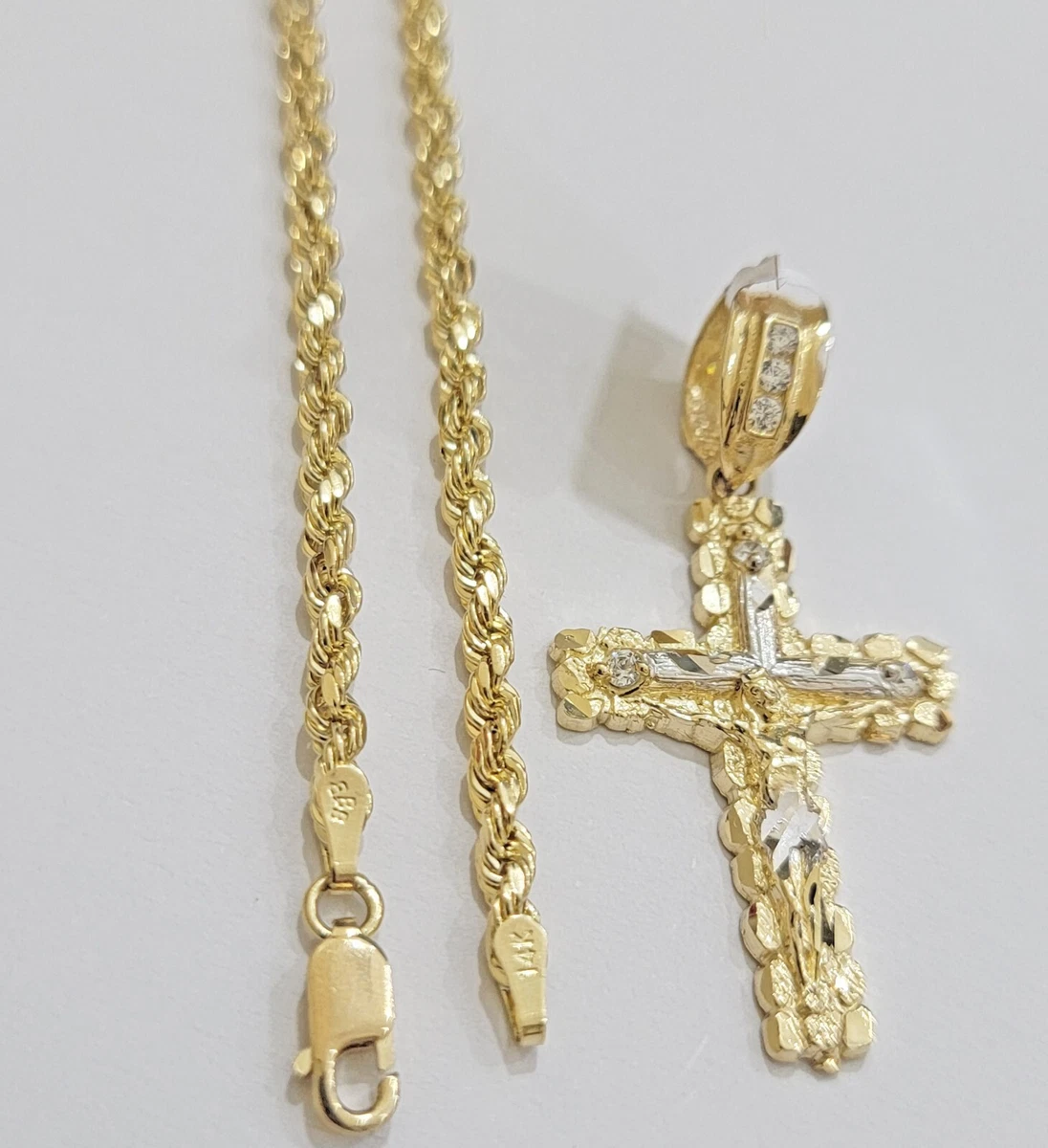 Gold rope chain clearance with cross pendant