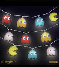 PAC-MAN LED Garland String Lights by Paladone - Set of 10 - NEW