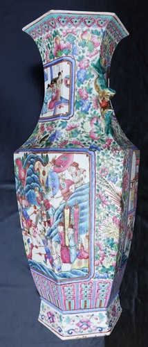 Palace Size Chinese Famille Rose Porcelain Vase Battle Scene & Emperor Court - Picture 18 of 24