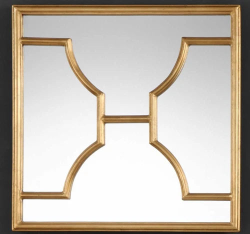 TWO MISA XXL 24" ANTIQUED GOLD LEAF METAL MODERN WALL ART MIRRORS 09268 - Picture 4 of 5