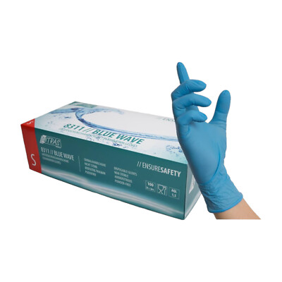 Nitras 8311 blue wave nitril Einmalhandschuh blau puderfrei 100 Stück Gr XL