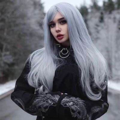 Halloween Wigs Grey Wig Cosplay Curly Cosplay Wig Long Gray Heat