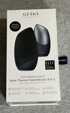 Geske 6 in 1 Sonic Thermo Facial Brush App Guided NIB Black + Silver $50