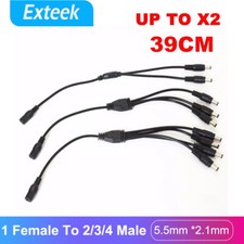 DC Power Jack 1 Female To 2/3/4 Male Plug Splitter Adapter 5.5mm*2.1mm For CCTV