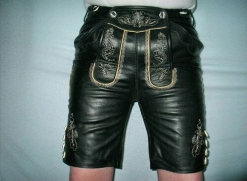 Spodnie skórzane męskie tradycyjne skórzane spodnie bawarskie skórzane spodnie nappa skórzane spodnie rozm. 46-64 - Zdjęcie 1 z 5