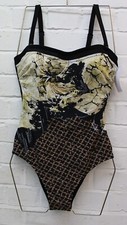 Ex Naturana Ladies Black Printed Bandeau Swimsuit - Size 10/32B
