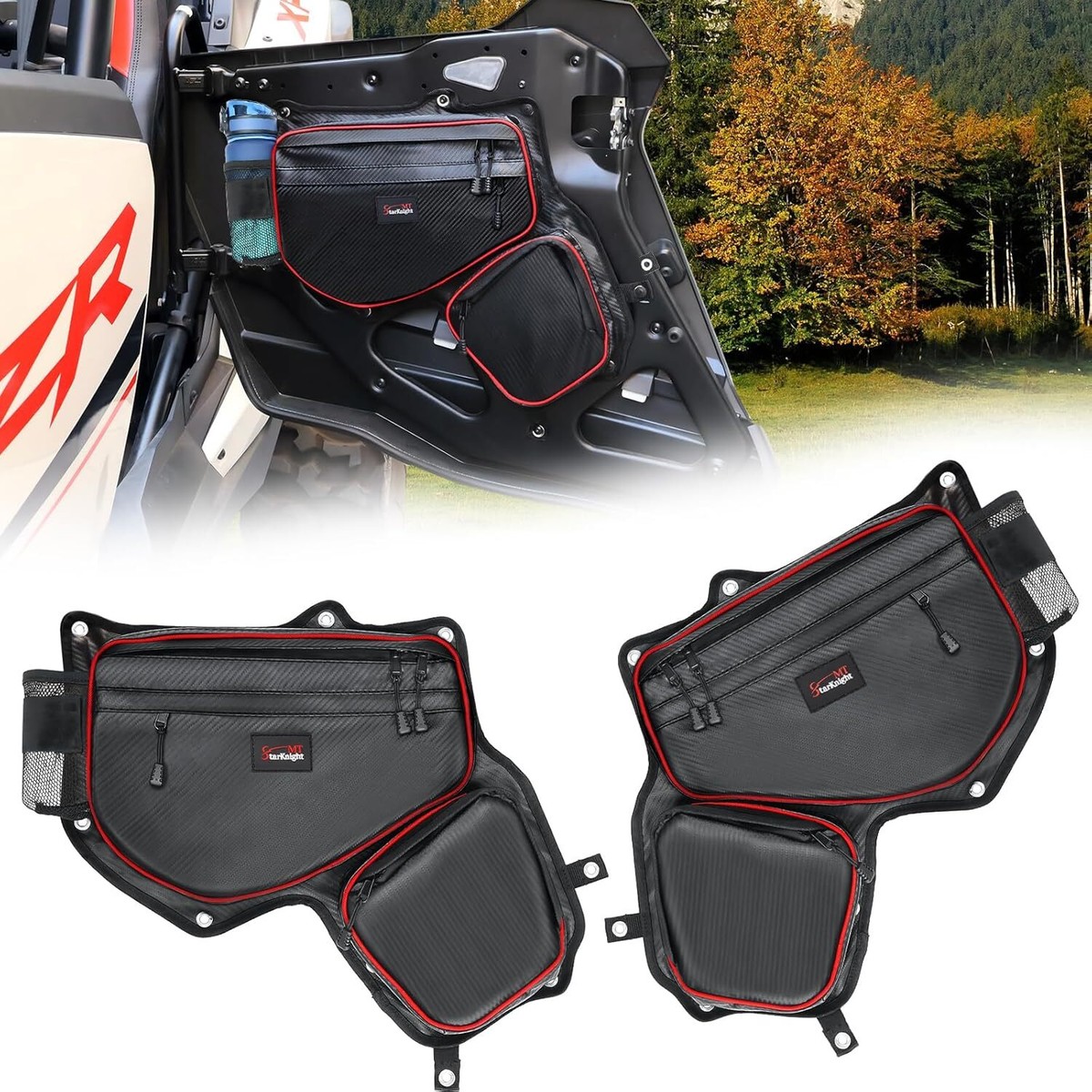 Pair RZR Rear Door Bags Zipper Storage Bags For Polaris RZR XP 4