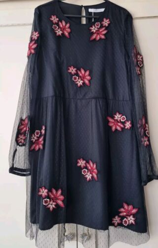Zara Embroidered Tulle Dress  ** MEDIUM** - Afbeelding 1 van 5