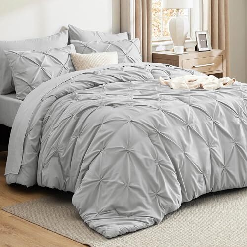 Comforter Set Light Grey - Bed in a Bag 7 Pieces, Queen 20 - Light Grey-image