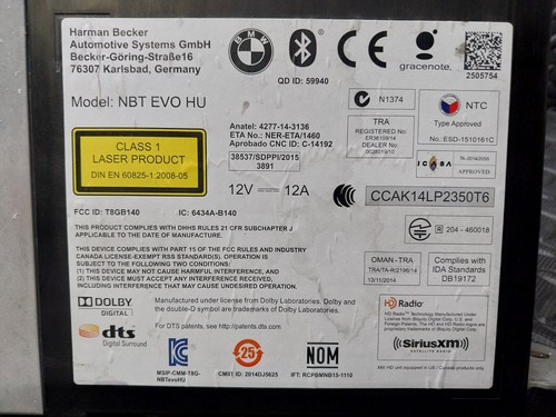 BMW NBT EVO HU MULTIMEDIA NAVEGACIÓN POR SATÉLITE RADIO CD CABEZA UNIDAD 8718144 - Imagen 5 de 6