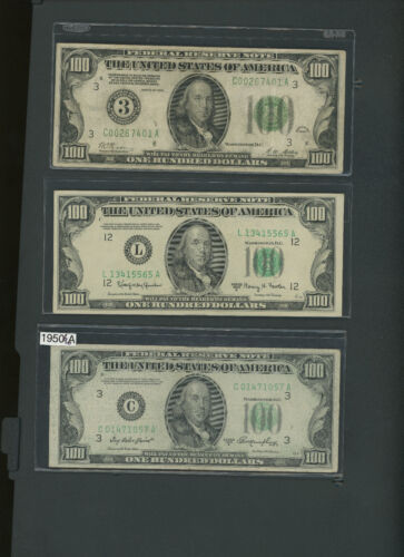 Lot of (4) Assorted $100.00 Federal Reserve Notes (1x1928 Gold on Demand, 3x1950 - Picture 2 of 5