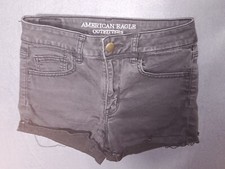 AMERICAN EAGLE SUPER STRETCH HI-RISE SHORTIE BLACK JEAN SHORTS SIZE 4 143