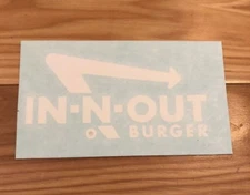 4.5" x 2.25" White IN-N-OUT BURGER Arrow Logo Window Car Decal Sticker NEW 