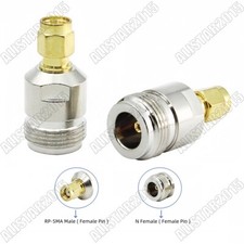 1x N Female Jack to RP-SMA Male Plug Female Pin Straight RF Adapter Connector