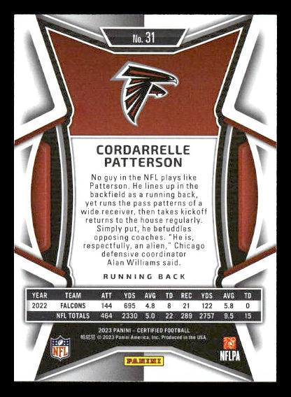 2023 Panini Certified #31 Cordarrelle Patterson /275 Bronze Mirror