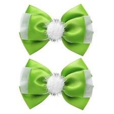 2PC Green Fairy Hair Bow Clips for Girls Women 4 Inch Toddler Princess Costum...