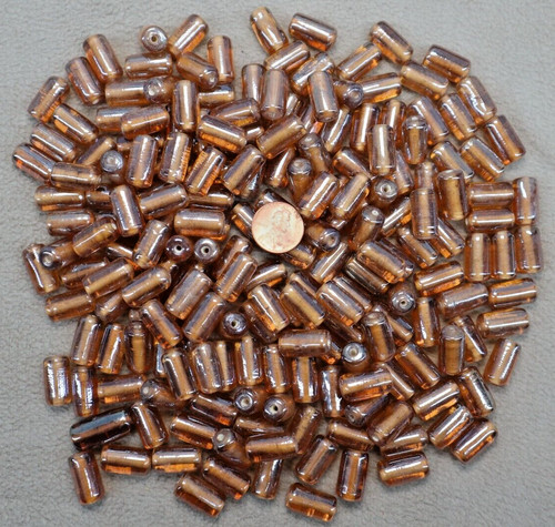 AMBER Capsule Glass Bead LOT * One Pound * 18x9mm * 2mm Hole * Loose Crafts Xmas