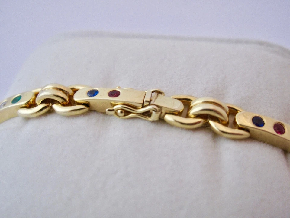 ARMBAND mit 1,40 KARAT BRILLANTEN & RUBIN & SAPHIR & SMARAGD  585/ 14 K GOLD  - Bild 4 von 4