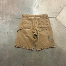Y2K Distressed Tan Lee Dungarees Carpenter Shorts size: 34"