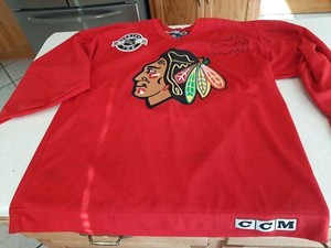 Bobby Hull NHL #9 Blackhawks Autographed Large Jersey With PSA Cert HOF 83 D5
