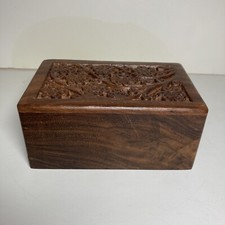Carved Wood Box for Memorial Keepsake Cremation Ashes of Small Cat or Dog