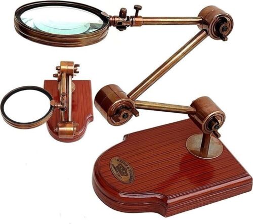 Antique Desk Magnifier Moveable Lens Kelvin & Hugnes London Marine Adjustable Ma - Picture 1 of 4