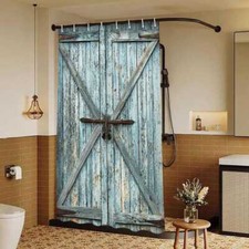 Green Door Stall Shower Curtain Narrow 36 inch 54x72 Fit Camping RV Curtain Door