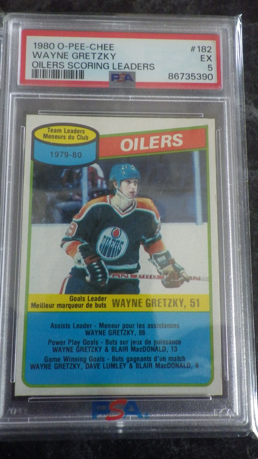 1980 O-PEE-CHEE OPC WAYNE GRETZKY OILERS SCORING LEADERS PSA 5