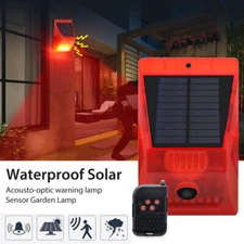 Wireless Solar LED Warning Light Alarm Strobe Light Motion Sensor+Remote Outdoor