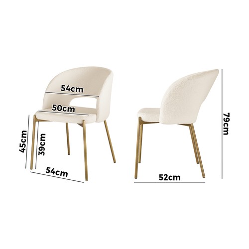 Oikiture 2x Armchair Dining Chair Accent Chairs Tub Armchairs Sherpa White&Gold - Picture 8 of 10