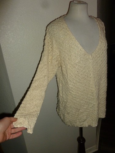 ASTR THE LABEL Shredded Back Baggy Sweater Pullover Ivory M Medium - Picture 3 of 11