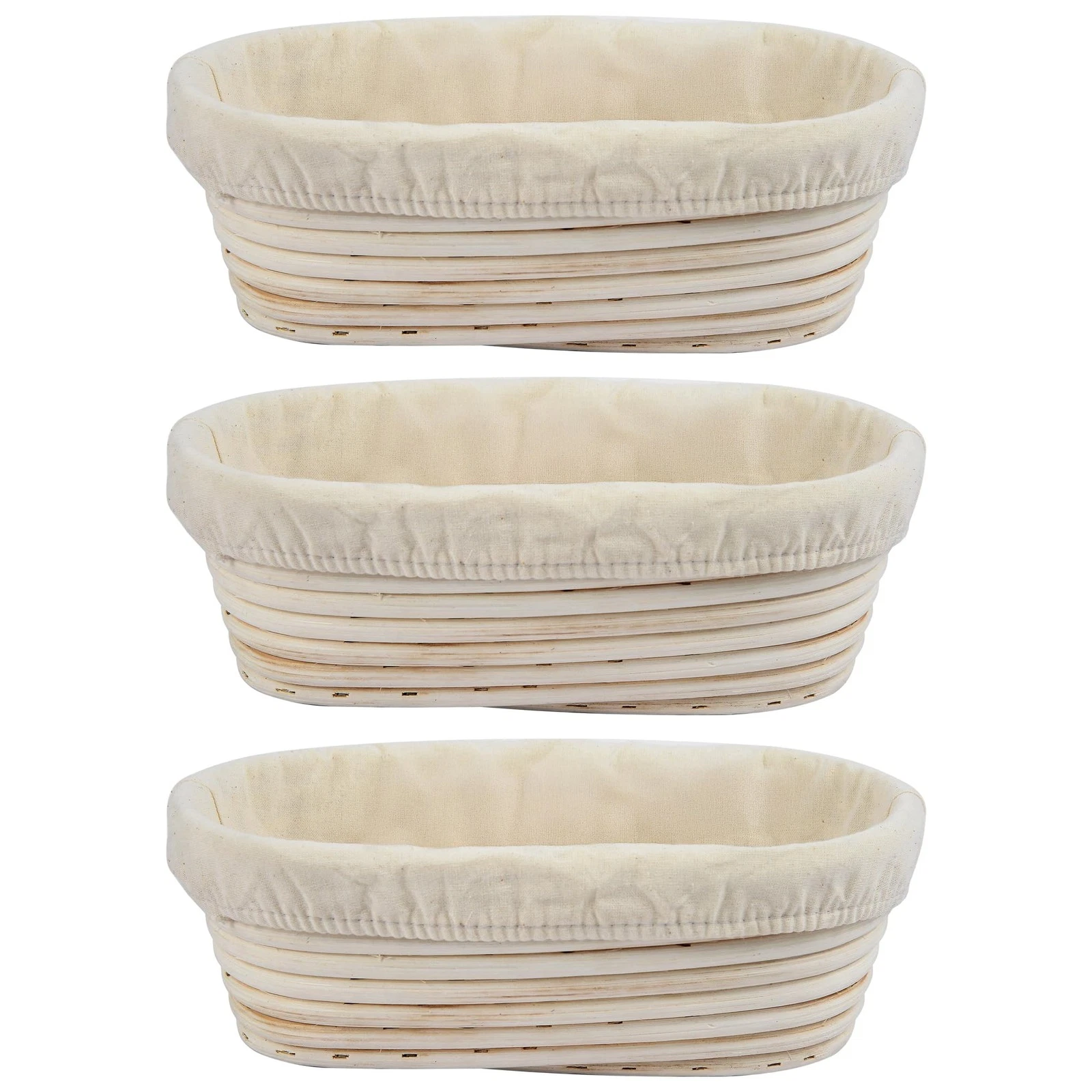 3Pcs Banneton Bread Proofing Basket, 10 inch Oval Banneton Basket,Sourdough P...