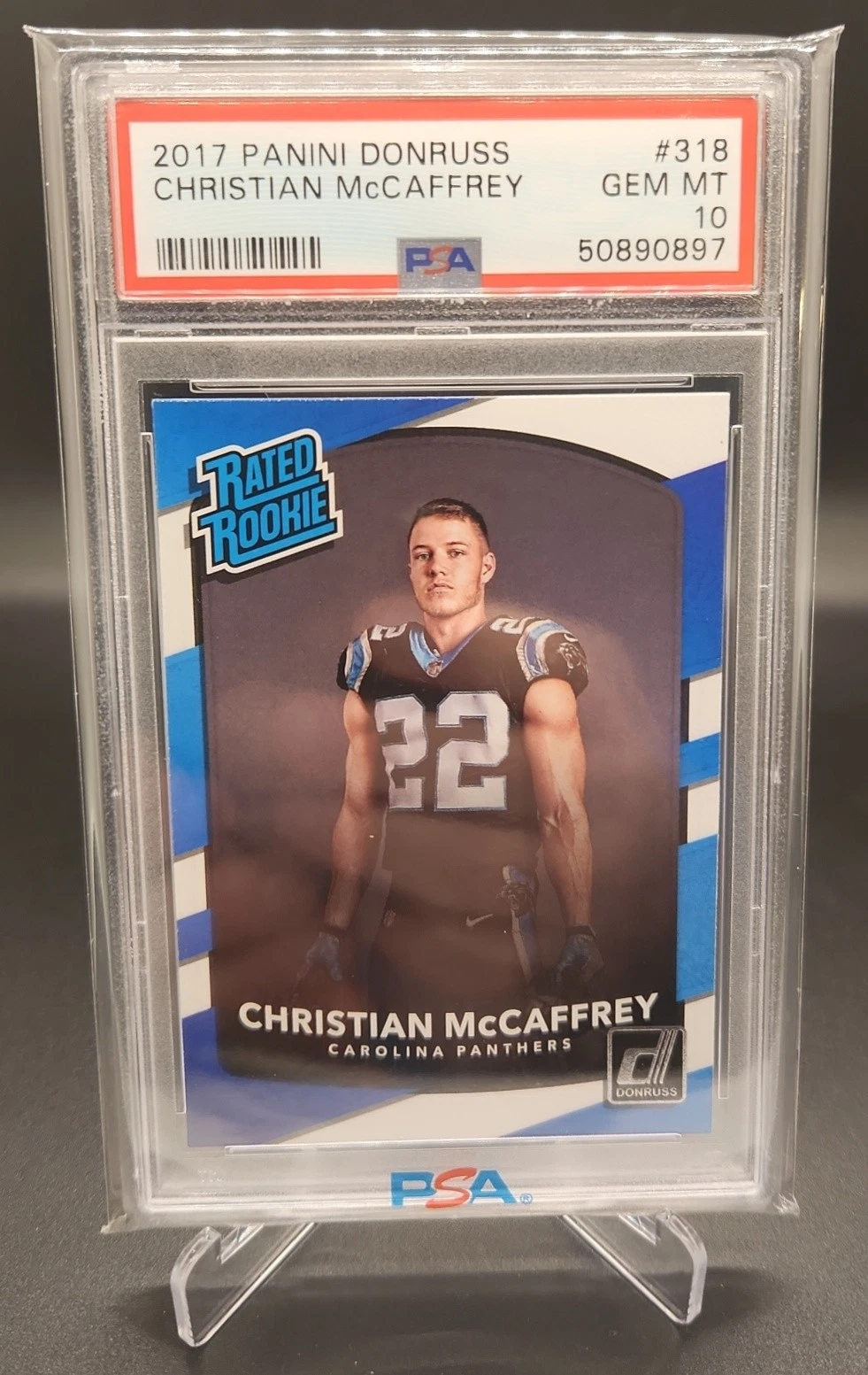 Deal for 2017 Panini Donruss Christian McCaffrey #318 RC Rated Rookie PSA 10 50890897