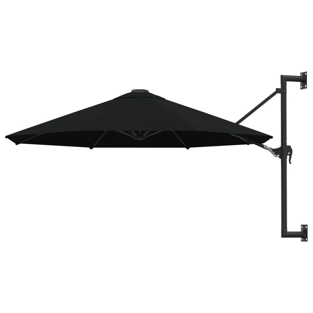 Parasol mural 300 cm en métal noir Helloshop26 pour grand balcon suspendu