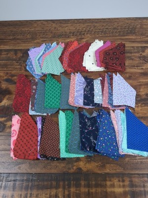 Pre Cut Fabric Pieces For A Quilt, Partially Started, w Stencils Multicolor