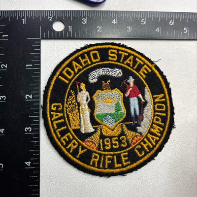 #ad Vtg 1950s 1953 IDAHO STATE GALLERY RIFLE CHAMPION Gun Shooting Patch 67D8 $24.95