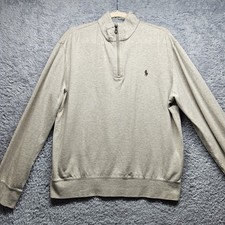 Polo Ralph Lauren Mens Tan Sweater Size Medium 1/4 Zip Casual Preppy Minimal